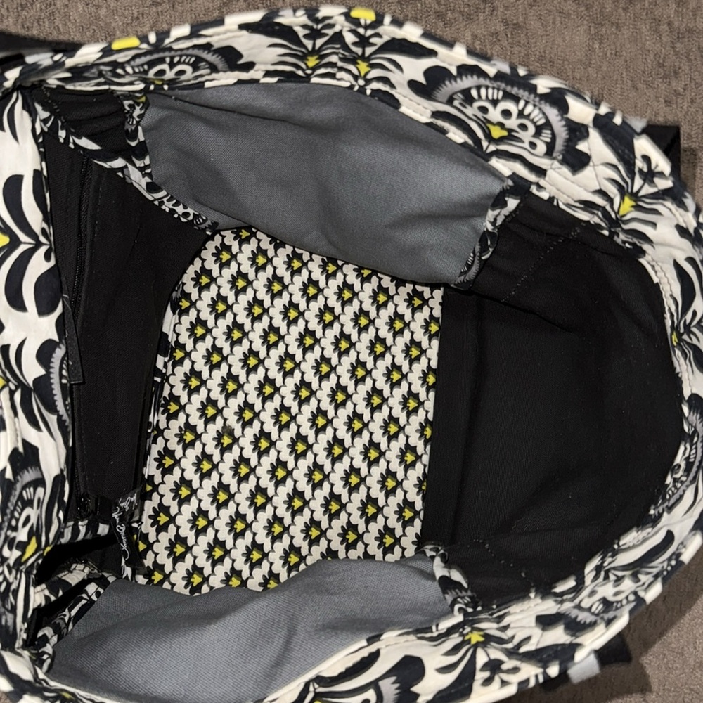 Large Vera Bradley Tote Bag-Black/White/Gray-Open Top-Reusable Bag Included-GUC - Picture 12 of 16